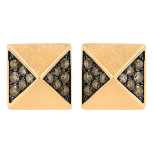 14K Rose Gold 1/4 Cttw Brown Diamond Pyramid Stud Earring (Brown Color, SI1-SI2 Clarity)