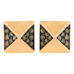 14K Rose Gold 1/4 Cttw Brown Diamond Pyramid Stud Earring (Brown Color, SI1-SI2 Clarity)