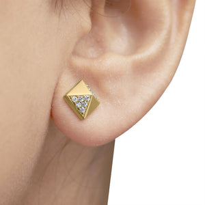 14K Yellow Gold 1/4 Cttw Diamond Pyramid Stud Earring (G-H Color, SI1-SI2 Clarity)