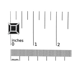 14K White Gold 3/8ct Diamond with 11x11MM Black Onyx Stud Earrings (G-H Color, SI1-SI2 Clarity)