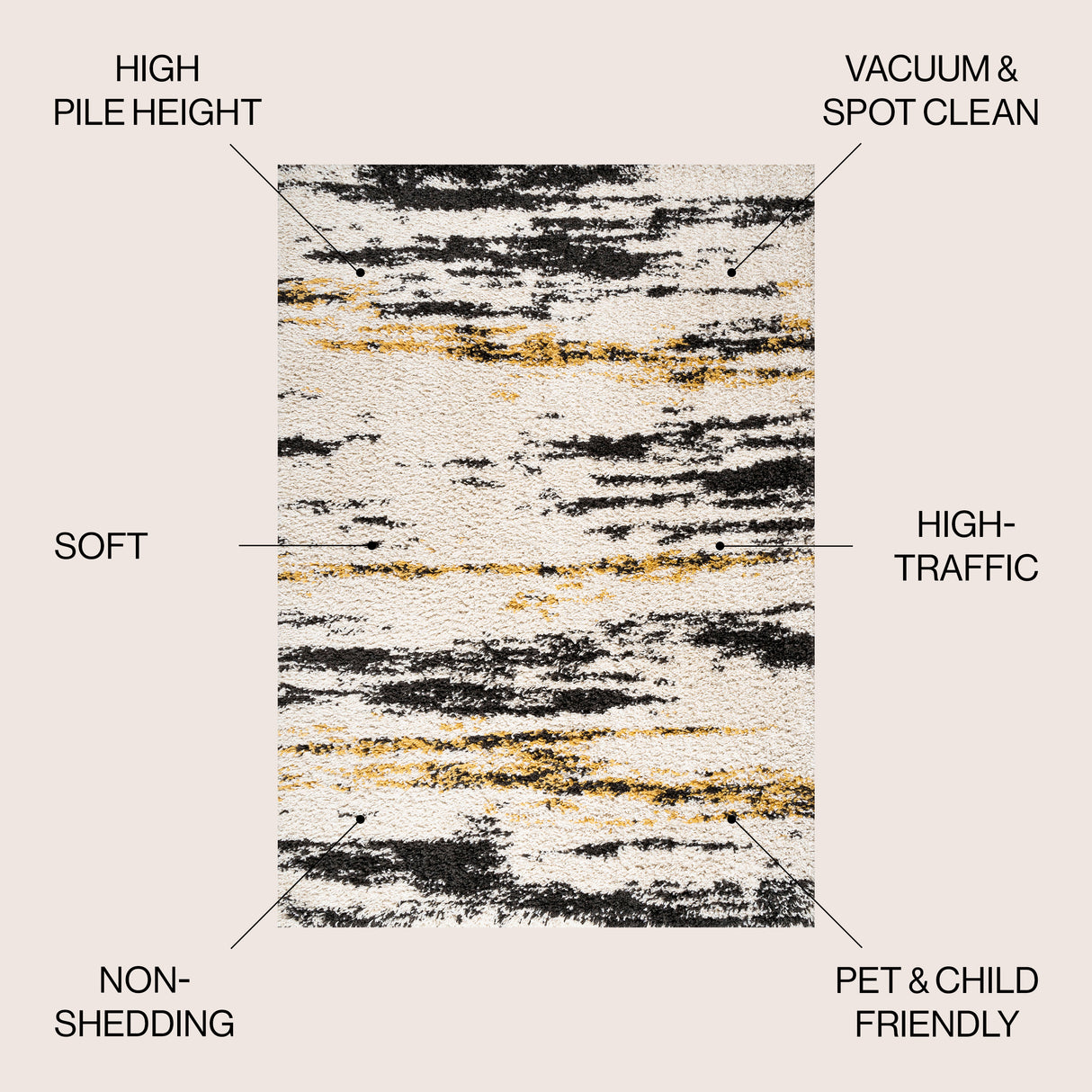 Nova Modern Bold Strie' Shag Area Rug