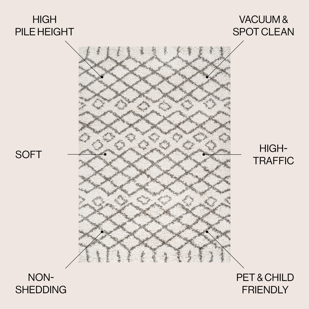 Algaida Moroccan Diamond Shag Area Rug