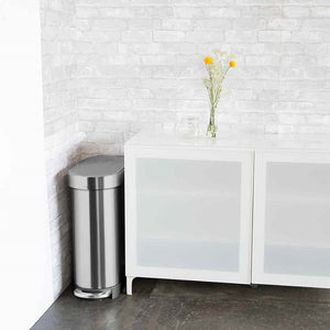 Stainless Steel 12-Gallon Narrow Kitchen Trash Can with Easy Step-on Lid