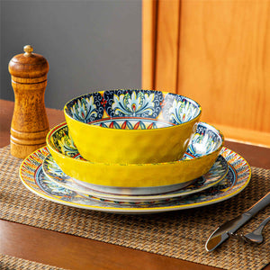 Simi 24 Piece Dinnerware Set with Bohemian Patterns