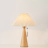 Japanese Minimalist Wooden Table Lamp Pleated Shade LED Indoor Lighting