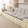Boho Striped Couch Cover with Sheer Ruffle Skirt, Decorative Couch Throw Blanket