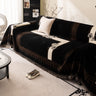 Jacquard Floral Band Sofa Cover with Tassels, Thick Textured Couch Throw Blanket