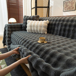 Thick Faux Fur Sofa Cover Fluffy Plush Warm Sofa Slipcover Furniture Protector for Couch Bed