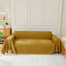 Solid Color Chenille Sofa Throw Blanket, Modern Decor Soft Couch Cover with Fringes
