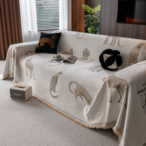 Leopard Sofa Cover Blanket Stylish Furniture Protector Throw for Couches & Loveseats