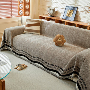 Reversible Herringbone Sofa Cover, 2-in-1 Classic British Throw Blanket for Couch