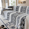 Bohemian Tufted Sofa Cover, Plush Sherpa Throw Blanket with 3D Woven Aztec Stripes