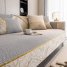 Non-Slip Couch Cover with Gold Trim, Sofa Slipcover for Sectional & Loveseat