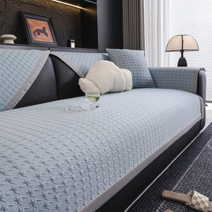 Houndstooth Ice Silk Breathable Sofa Cover, Modern Non-Slip Summer Couch Protector