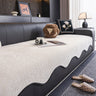 Chenille Couch Cover with Scalloped Edge, Non-Slip Modular Slipcover