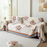Charming French Country Floral Basket Sofa Throw Cover Rustic Farmhouse-Style Couch Cover Blankets