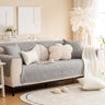 Geometric Textured Cotton Quilted Sofa Cover, Non-Slip Washable Couch Protector