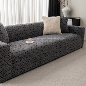 3D Jacquard Geometric Sofa Cover, High Stretch Soft Polar Fleece Slipcover for Couch