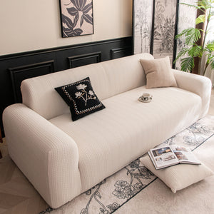 High Stretch Wheat Ear Embossed Textured Couch Slipcover, Water Repellent Sofa Cover