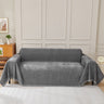 Solid Color Chenille Sofa Throw Blanket, Cozy & Easy Care Fringed Furniture Protector