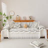 Farmhouse Ruffled Lace Sofa Slipcover Vintage Furniture Protector with Botanical Print