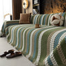 Cozy Decorative Throw Blanket for Couches, Boho Plush Woven Sofa Cover with Stripes
