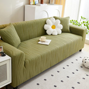 Textured Wave Stretch Sofa Couch Cover, Soft Washable Spandex Furniture Slipcovers