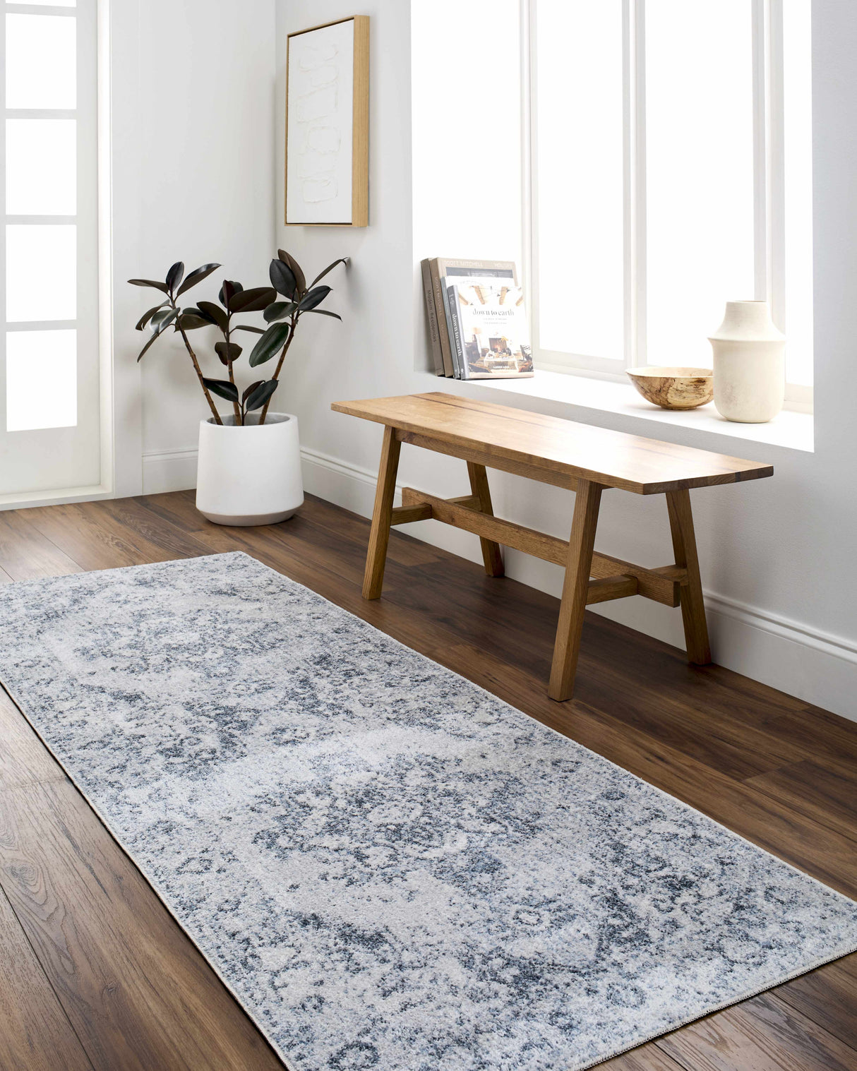 Ankti Aqua Washable Area Rug - Clearance