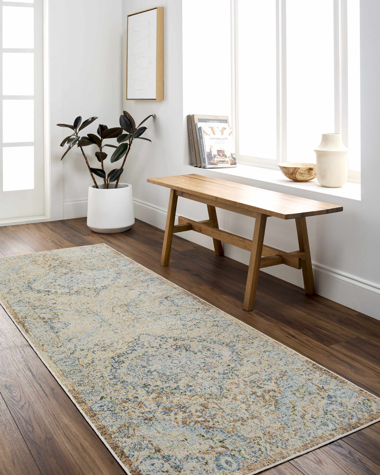 Aurum Blue Washable Area Rug