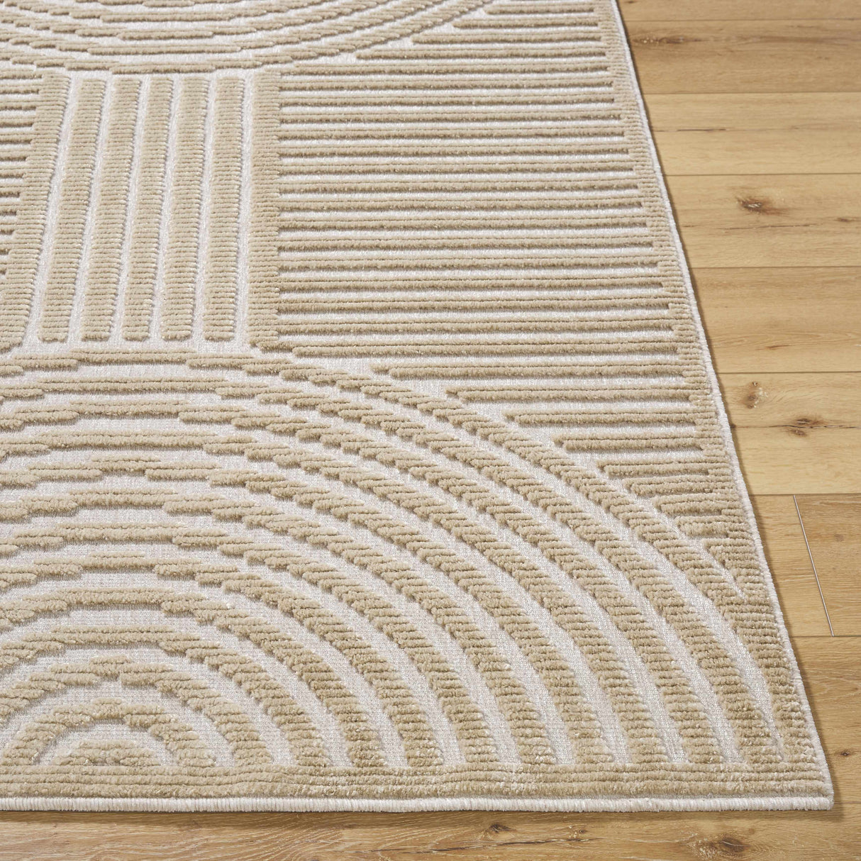Deron Beige Washable Area Rug