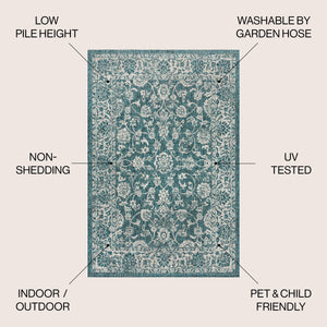 Tela Bohemian Textured Weave Floral Indoor/Outdoor Area Rug