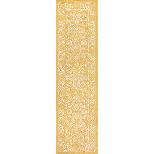 Tela Bohemian Textured Weave Floral Indoor/Outdoor Runner Rug