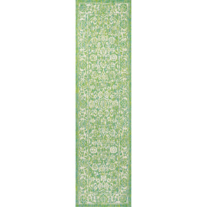 Tela Bohemian Textured Weave Floral Indoor/Outdoor Runner Rug