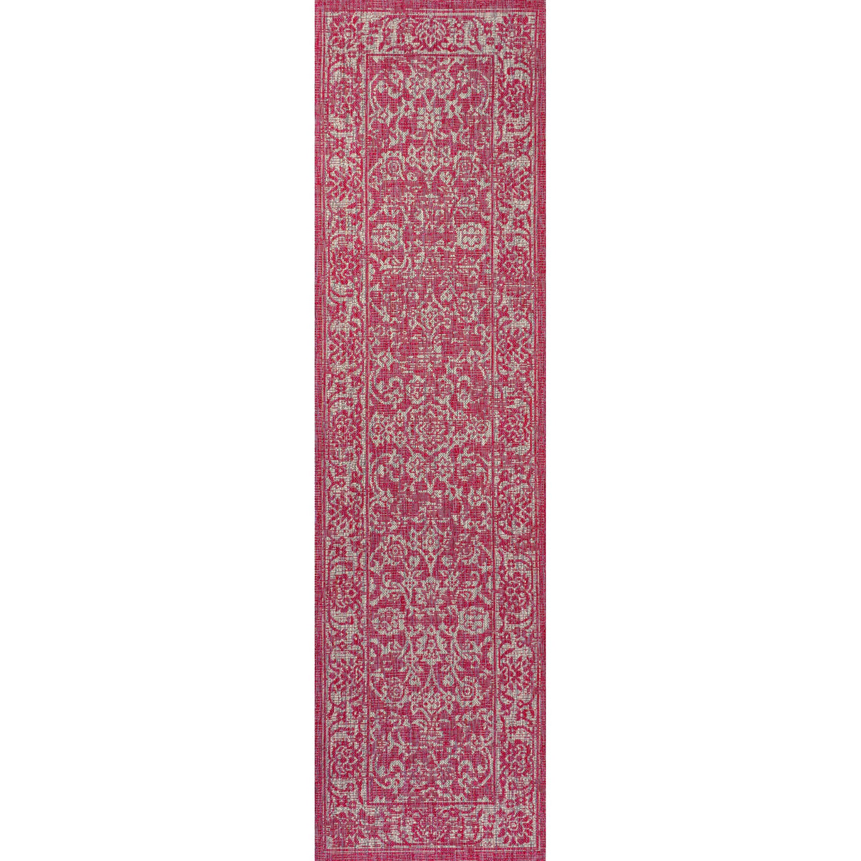 Tela Bohemian Textured Weave Floral Indoor/Outdoor Runner Rug