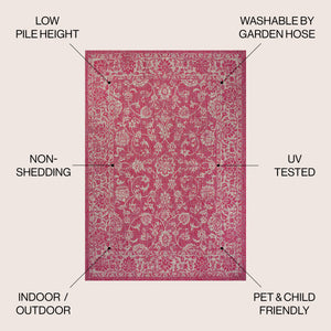 Tela Bohemian Textured Weave Floral Indoor/Outdoor Area Rug