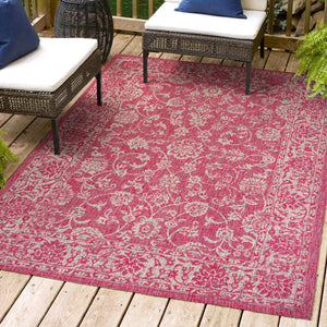 Tela Bohemian Textured Weave Floral Indoor/Outdoor Area Rug