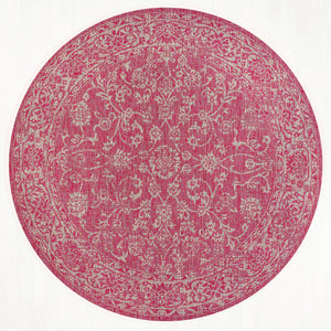 Tela Bohemian Textured Weave Floral Indoor/Outdoor Round Area Rug