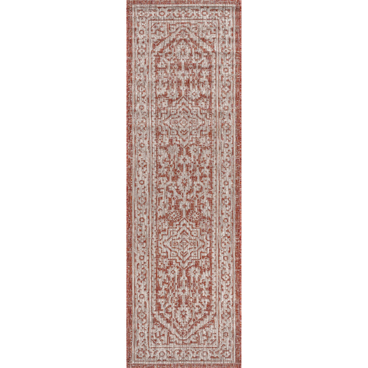 Sinjuri Medallion Textured Weave Indoor/Outdoor Runner Rug