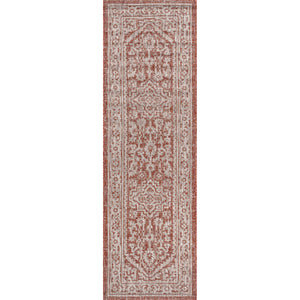 Sinjuri Medallion Textured Weave Indoor/Outdoor Runner Rug