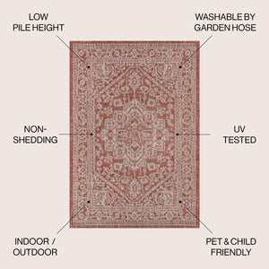 Sinjuri Medallion Textured Weave Indoor/Outdoor Area Rug