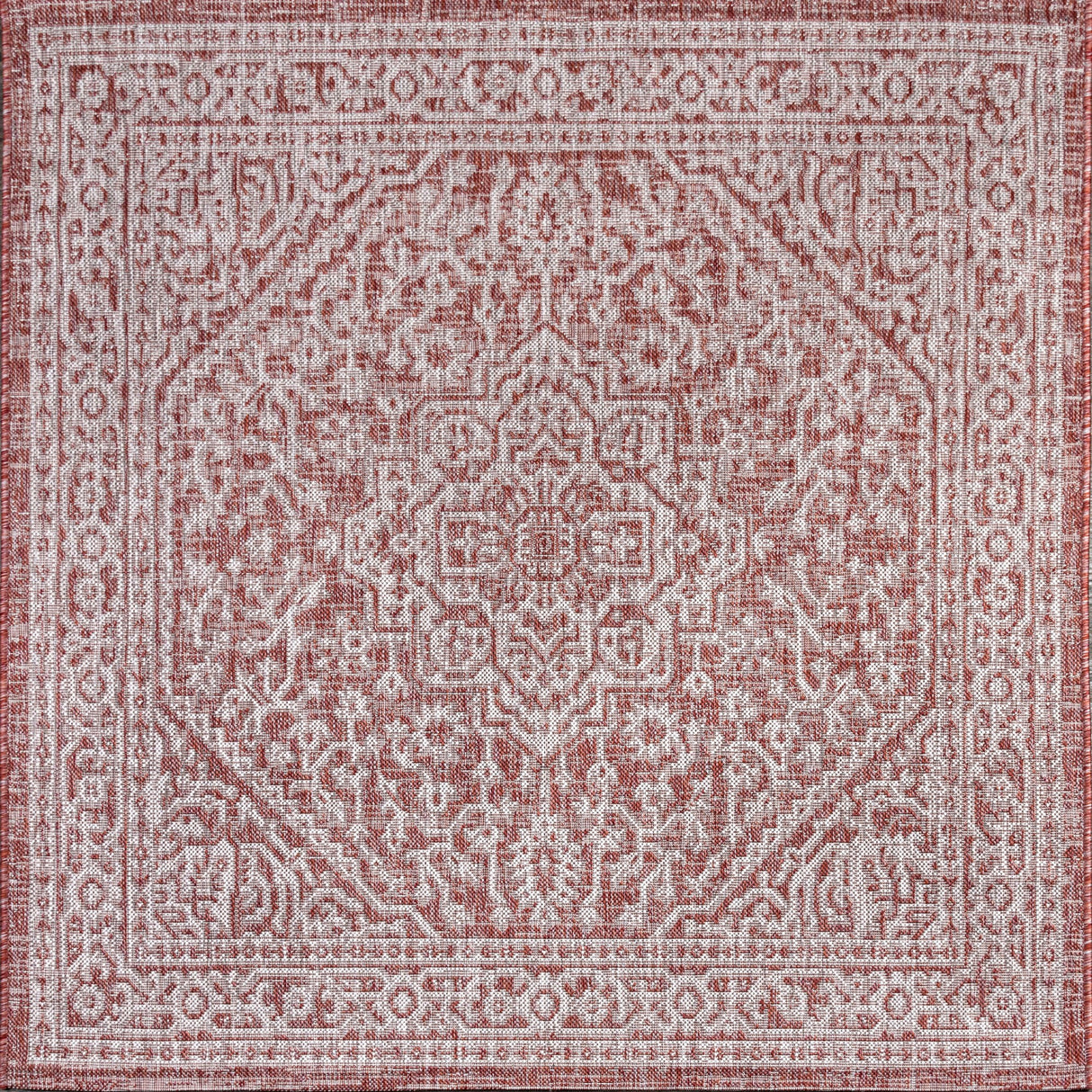 Sinjuri Medallion Textured Indoor/Outdoor Square Area Rug