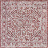 Sinjuri Medallion Textured Indoor/Outdoor Square Area Rug