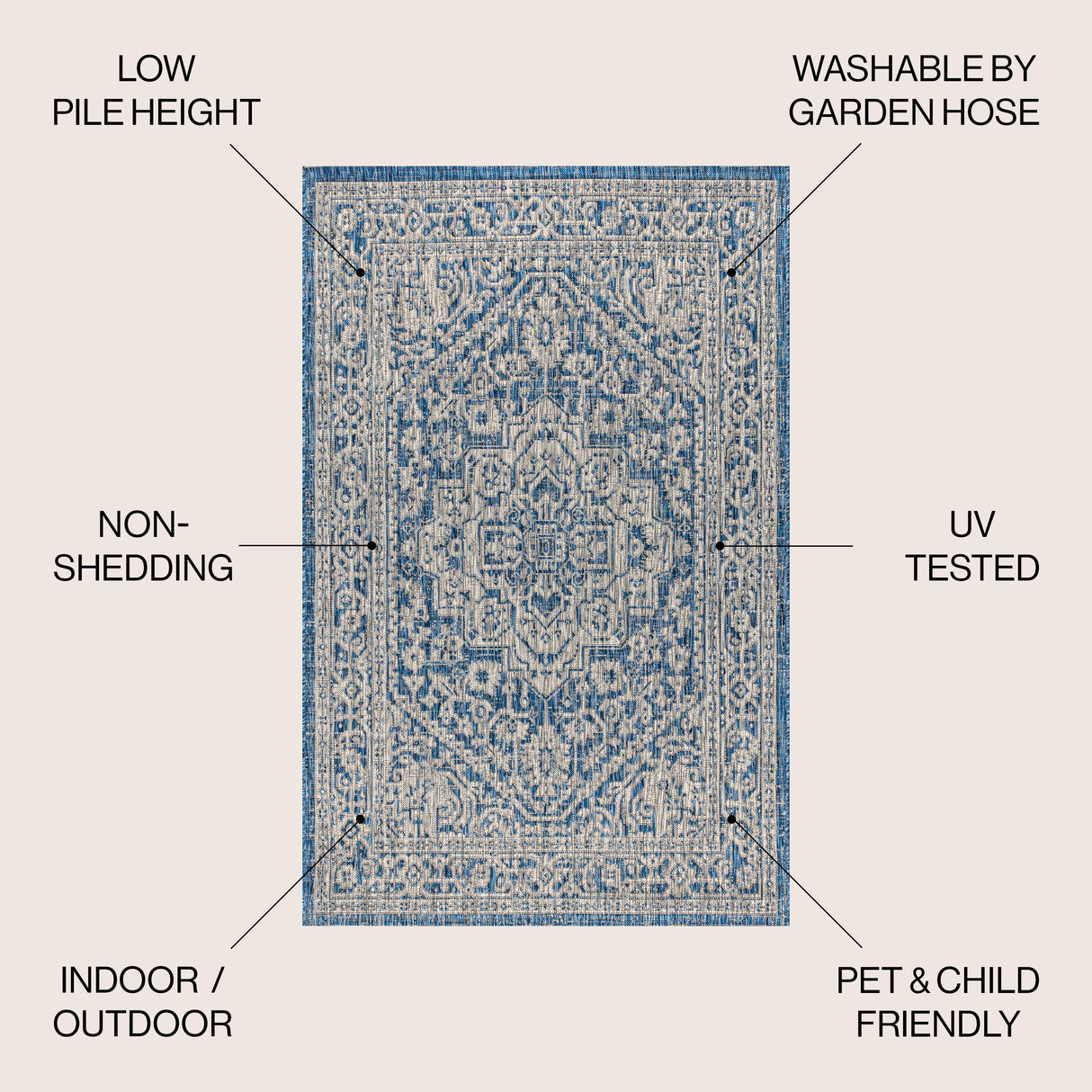 Sinjuri Medallion Textured Weave Indoor/Outdoor Area Rug