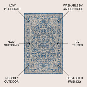 Sinjuri Medallion Textured Weave Indoor/Outdoor Area Rug