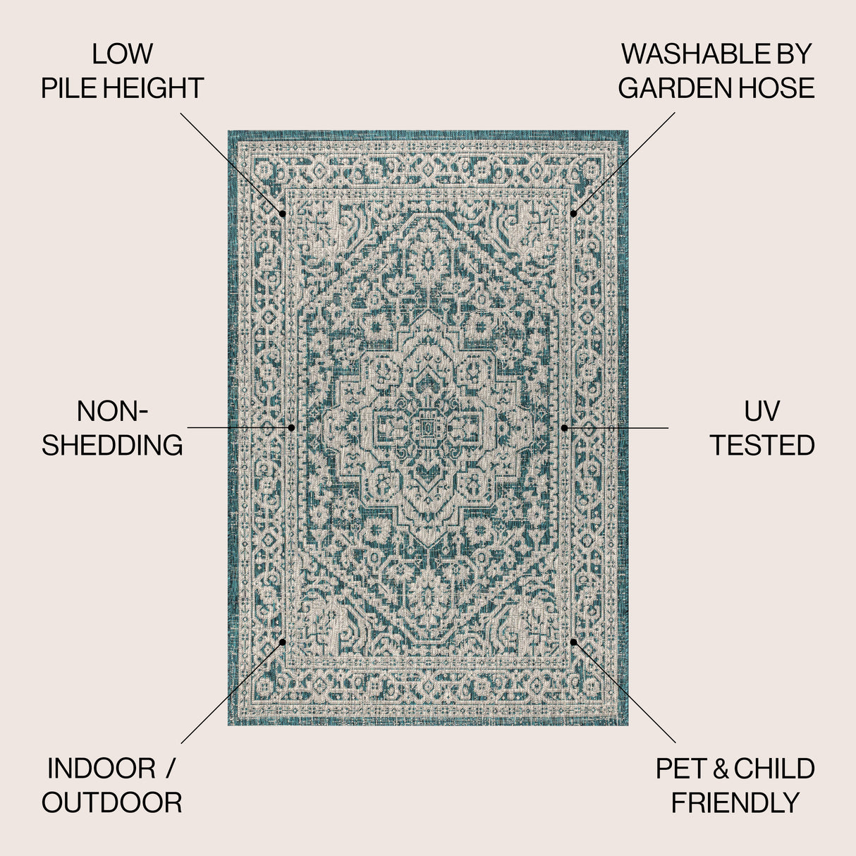 Sinjuri Medallion Textured Weave Indoor/Outdoor Area Rug