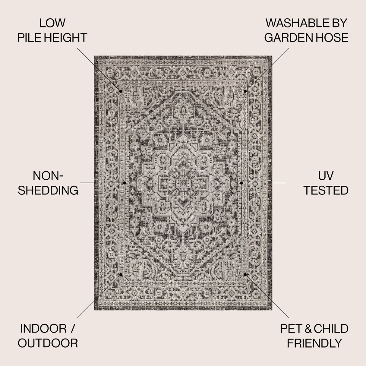 Sinjuri Medallion Textured Weave Indoor/Outdoor Area Rug