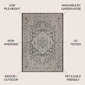 Sinjuri Medallion Textured Weave Indoor/Outdoor Area Rug