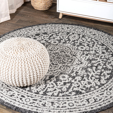 Sinjuri-Medallion-Weave-Indoor/Outdoor-Round-Area-Rug-Area-Rugs