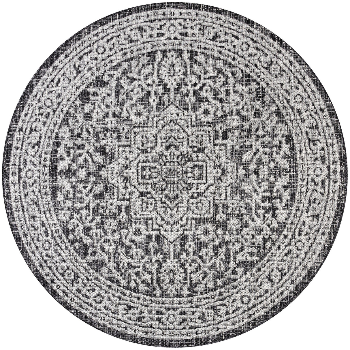 Sinjuri Medallion Weave Indoor/Outdoor Round Area Rug