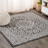 Sinjuri-Medallion-Textured-Indoor/Outdoor-Square-Area-Rug-Area-Rugs